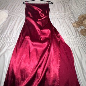 SHEIN Red Satin Slit Dress